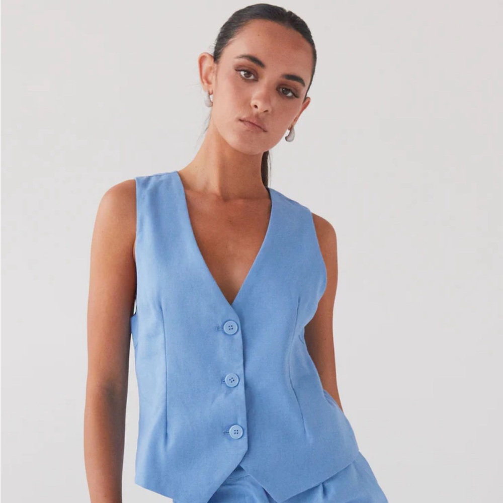 Peppermayo cloud dancer linen vest top in color sea breeze. US size 8 never worn